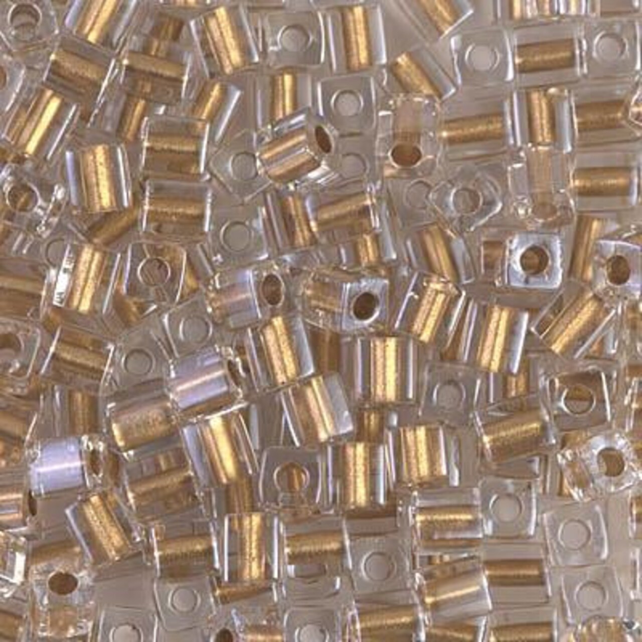 Miyuki 4mm Cube, SB-234, Sparkling Metallic Gold Lined Crystal